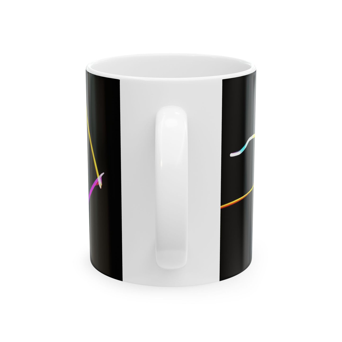 Neon Wave Ceramic Mug – Colorful Abstract Smoke Design (11oz & 15oz)