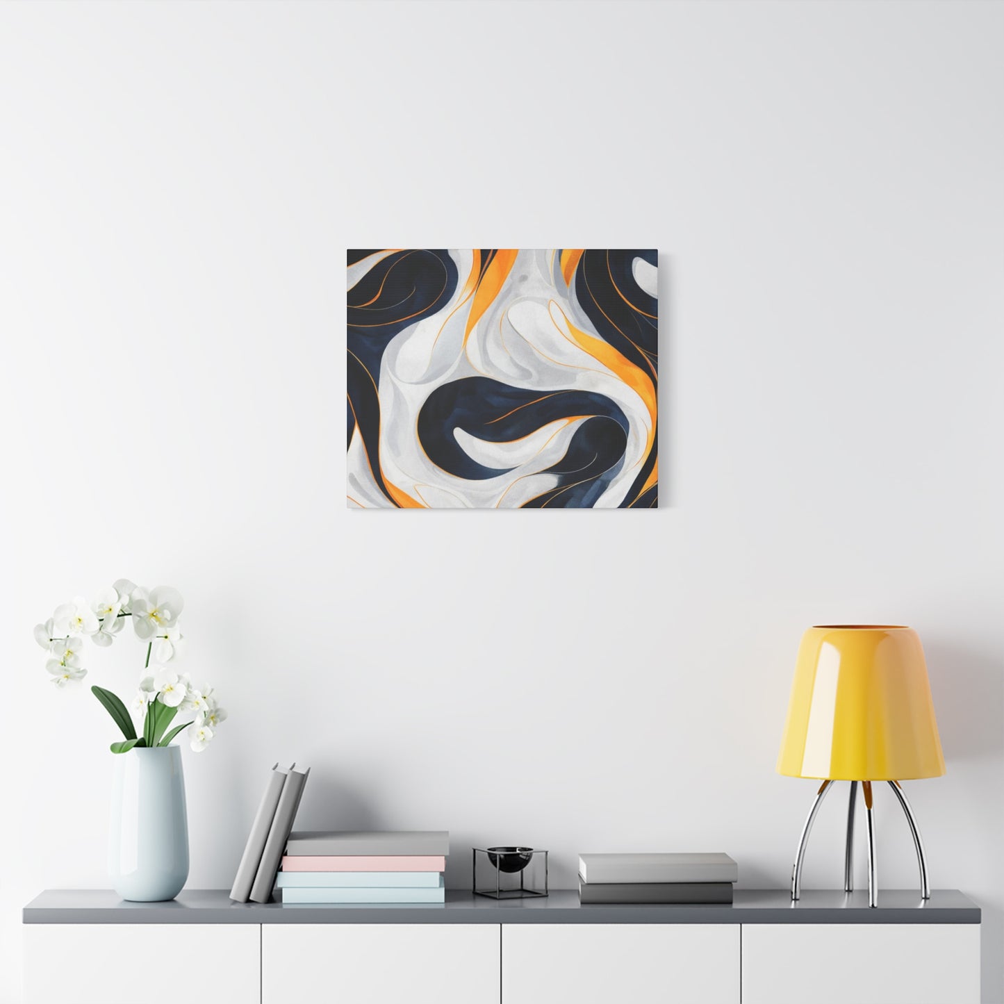 Abstract Navy & Gold Swirl Matte Canvas Wall Art