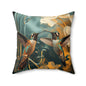 Hummingbird Garden Pillow — Decorative Square Throw Pillow