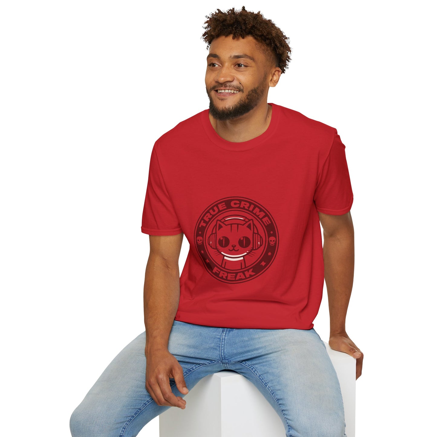 True Crime Freak Cat T-Shirt – Cute Kitty Badge Tee for True Crime Fans