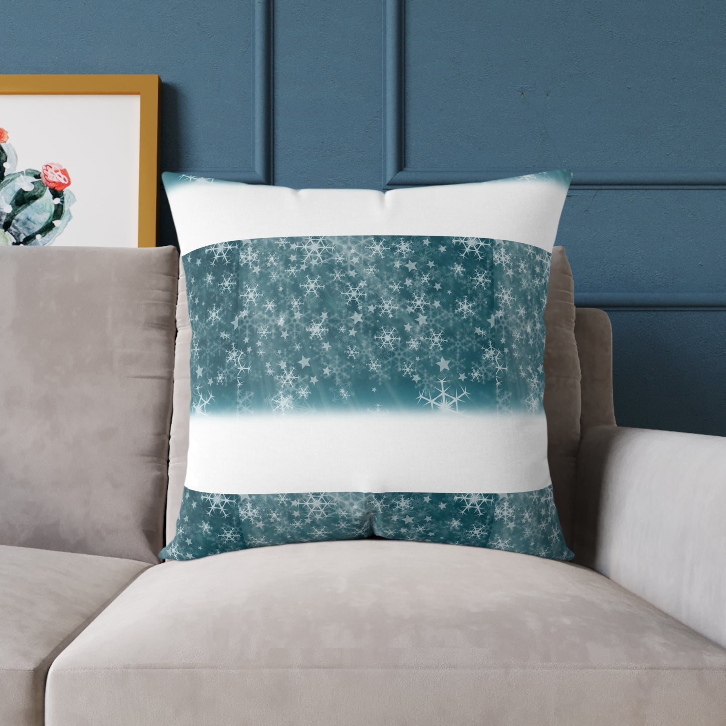 Starfield Stripe Square Pillow — Teal Sparkle Decorative Throw Pillow