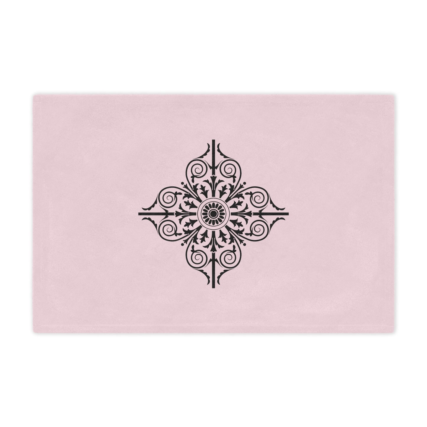 Pink Minky Blanket with Black Ornate Medallion – Decorative Cozy Throw