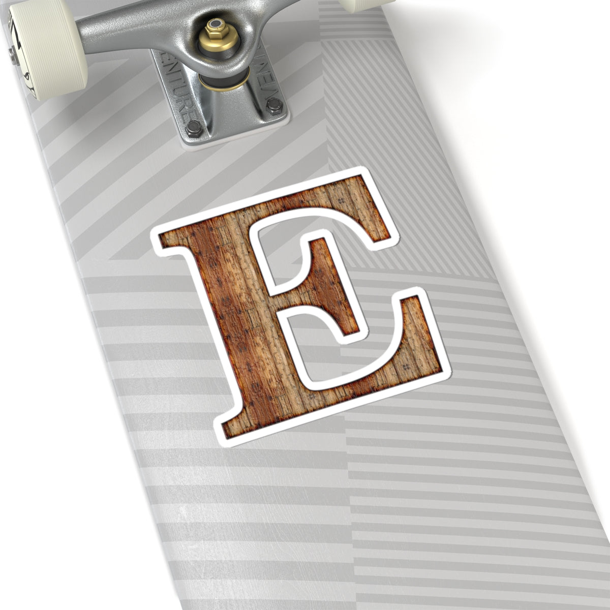 Rustic Wood Letter E Kiss-Cut Sticker — Monogram Laptop Decal