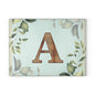 Monogram Glass Cutting Board – Rustic Wood Letter A with Botanical Leaves (Personalized Kitchen Gift)