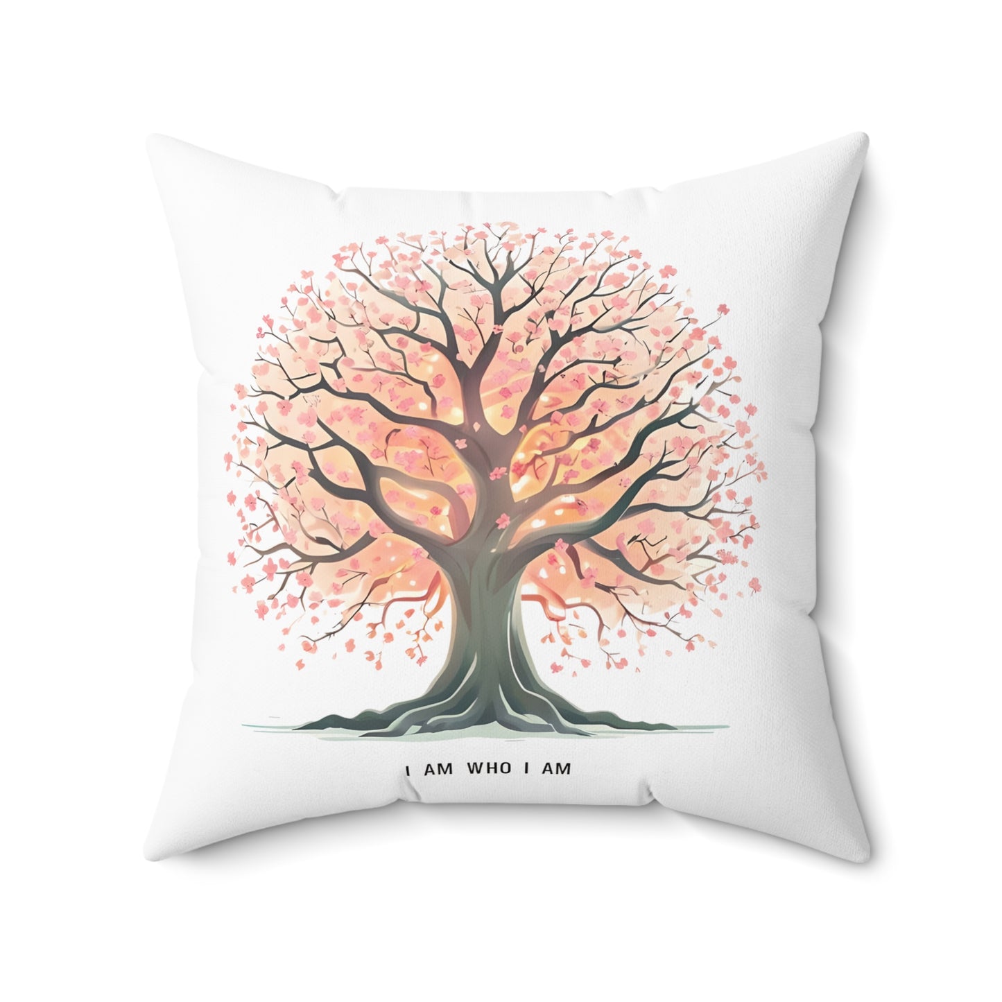 Tree of Life Throw Pillow — "I Am Who I Am" Inspirational Decorative Cushion