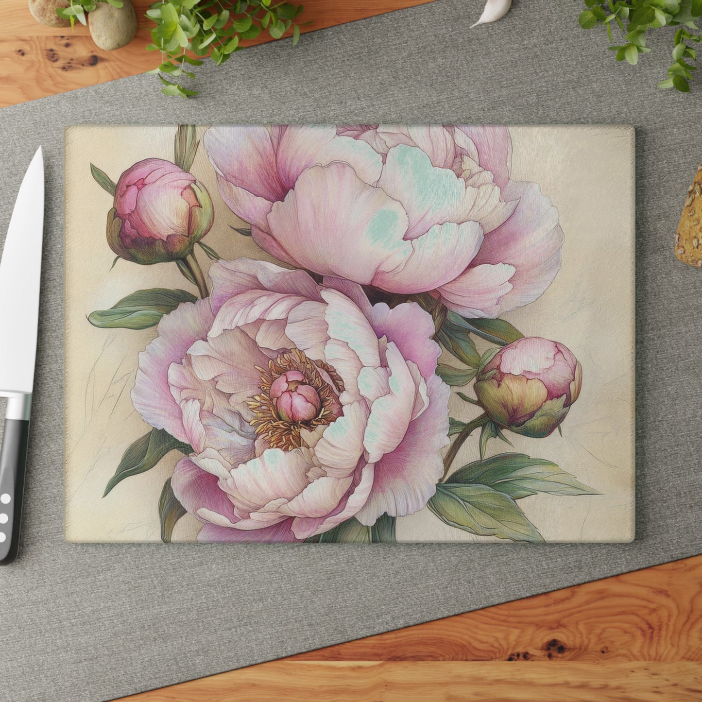 Floral Glass Cutting Board