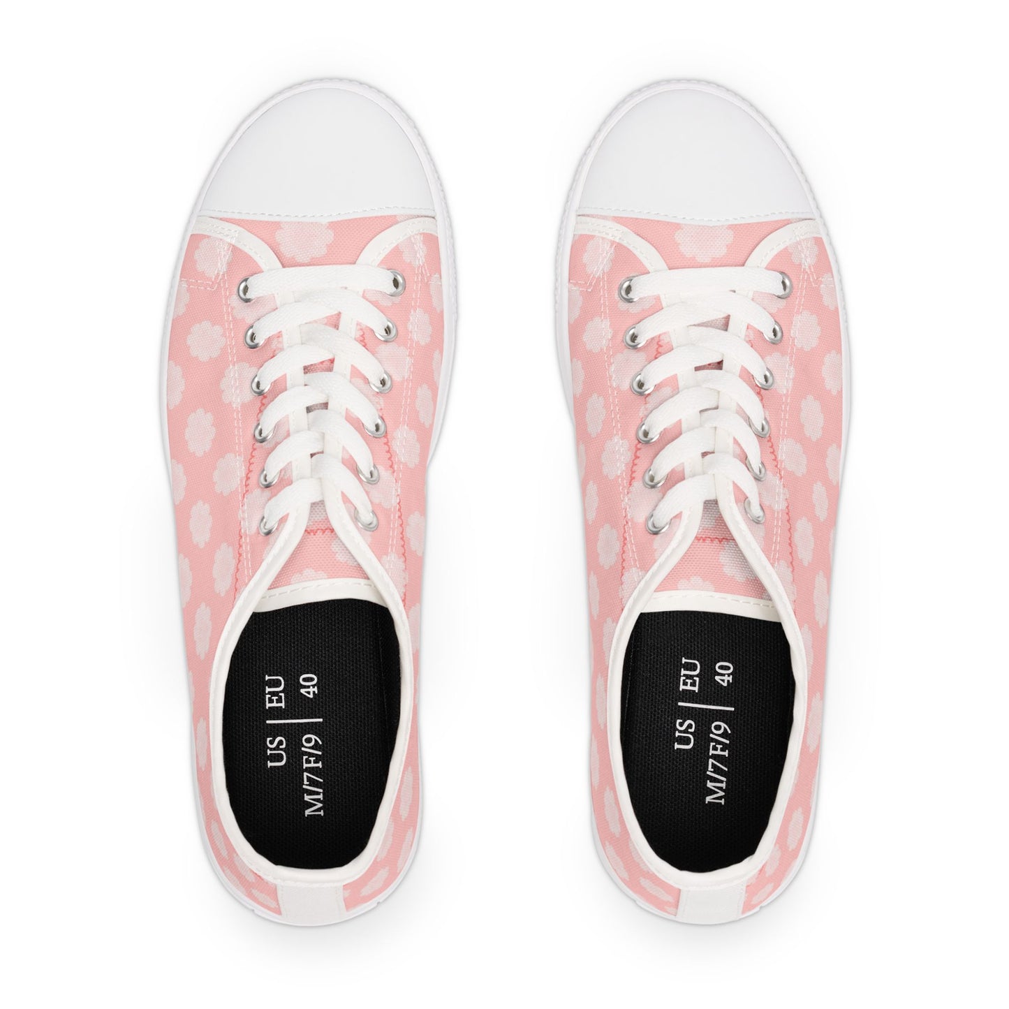 Pink Daisy Low Top Sneakers —  Floral Canvas Casual Shoes