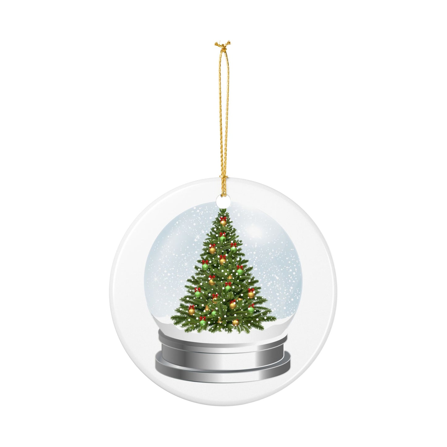 Christmas Tree Snow Globe Ceramic Ornament – Double‑Sided Holiday Decoration