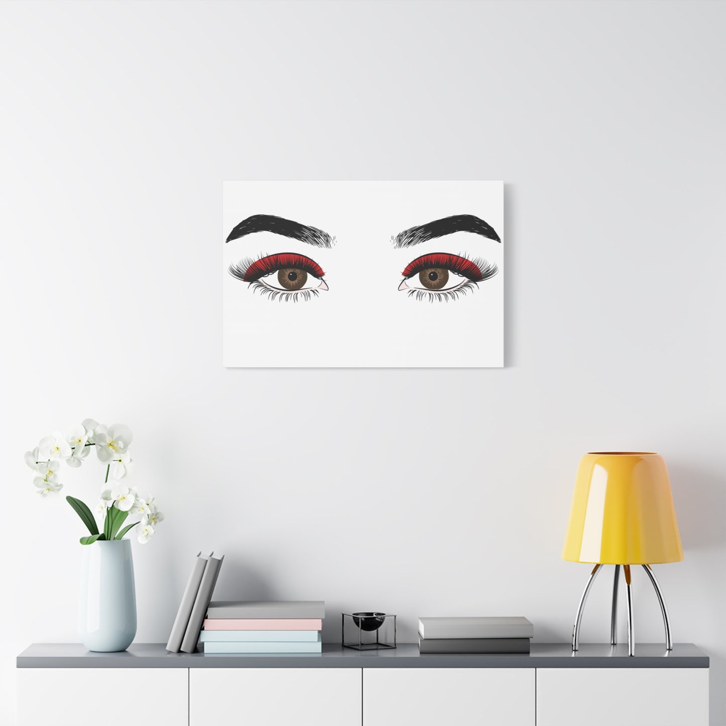 Red Lashes Wall Art Canvas — Glam Eyes Makeup Decor