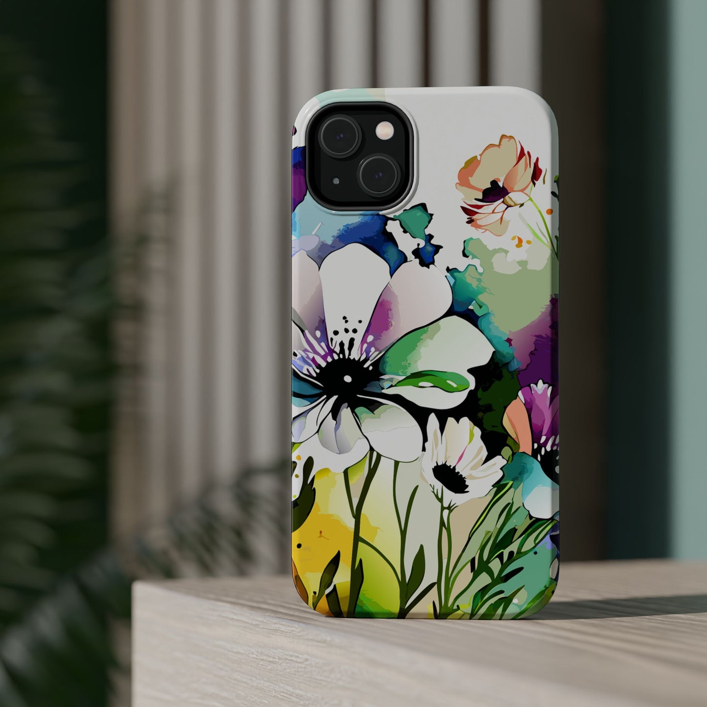 Floral Watercolor Magnetic Phone Case — Impact‑Resistant Protective Cover