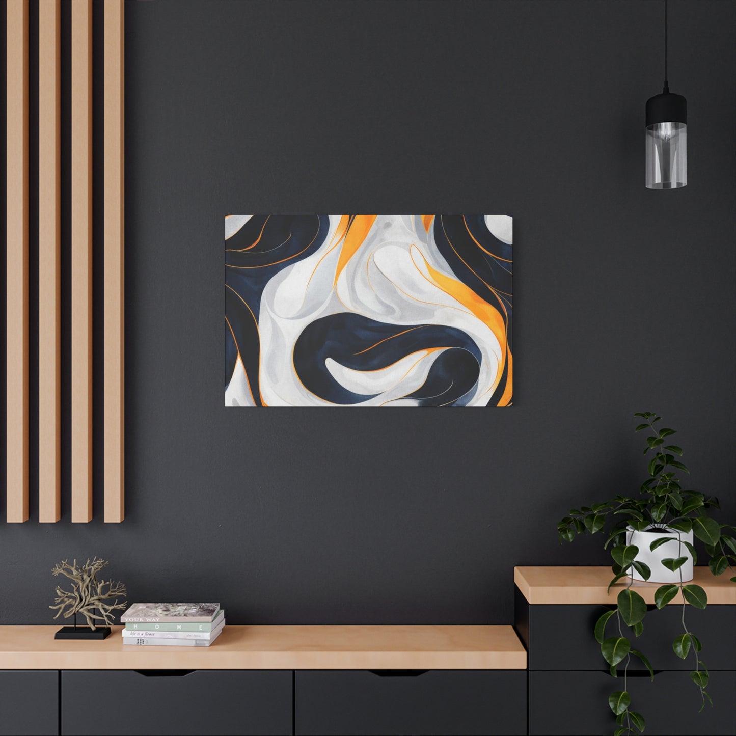 Abstract Navy & Gold Swirl Matte Canvas Wall Art