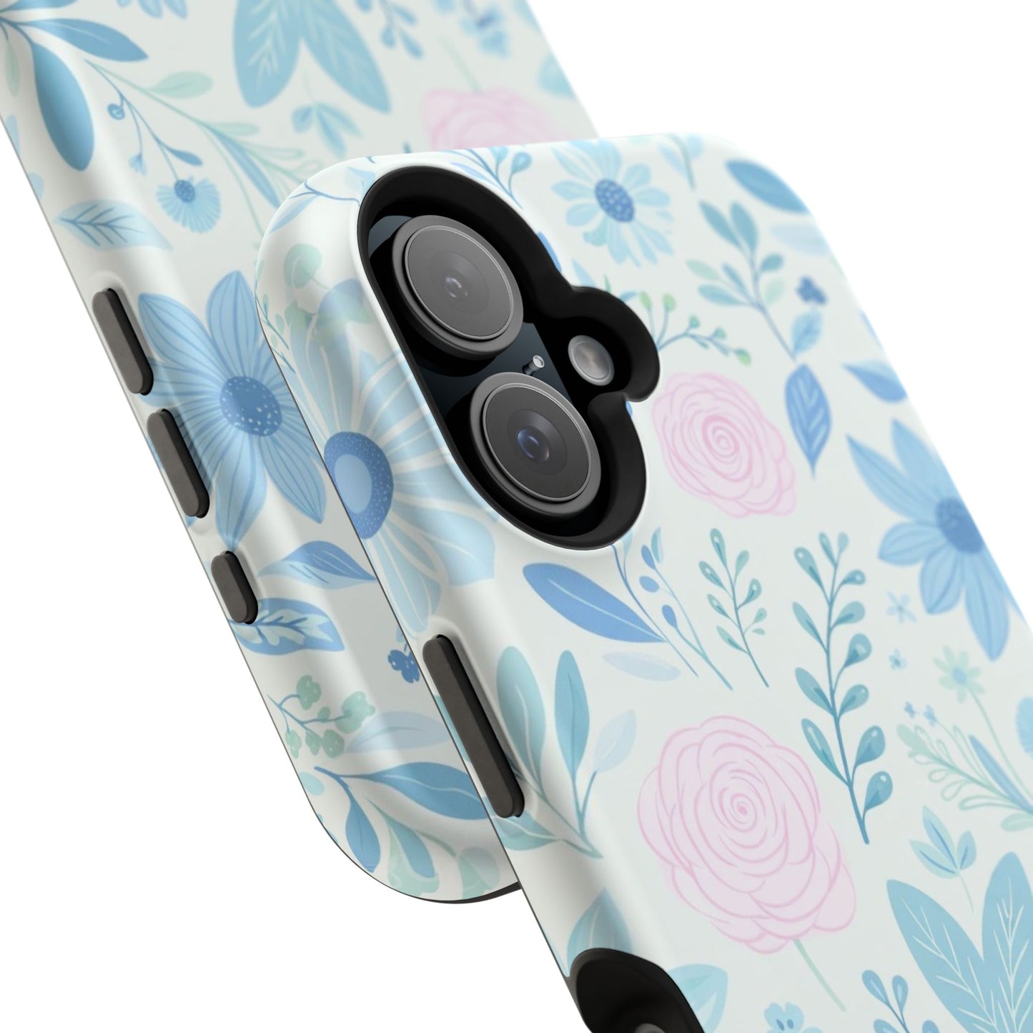 Floral Pastel Magnetic Impact Phone Case — Blue & Pink Botanical Design