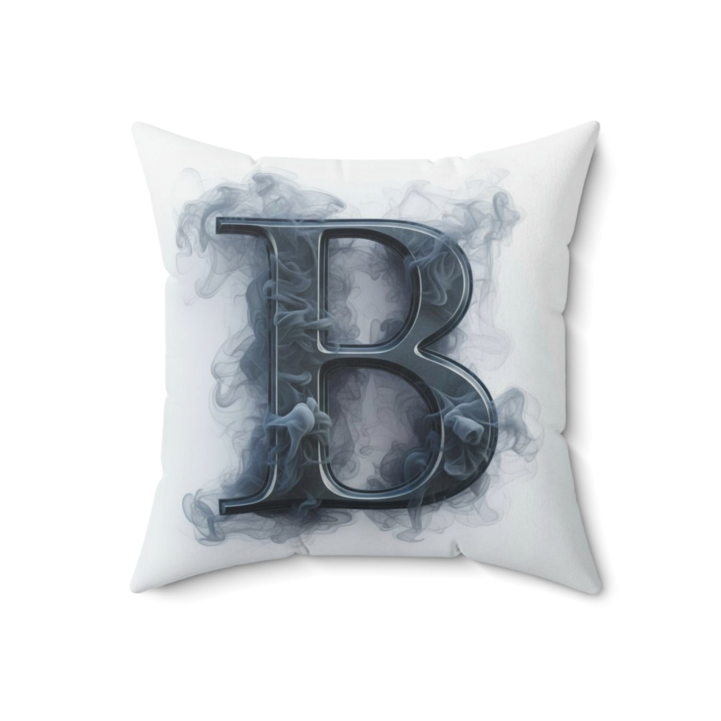 Smoky Monogram 'B' Decorative Pillow — Personalized Initial Accent Cushion
