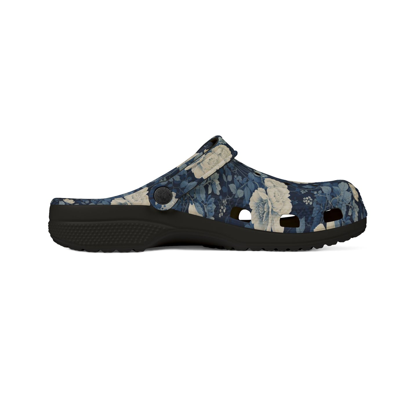 Floral Clogs - Vintage Blue Rose Slip-On Shoes