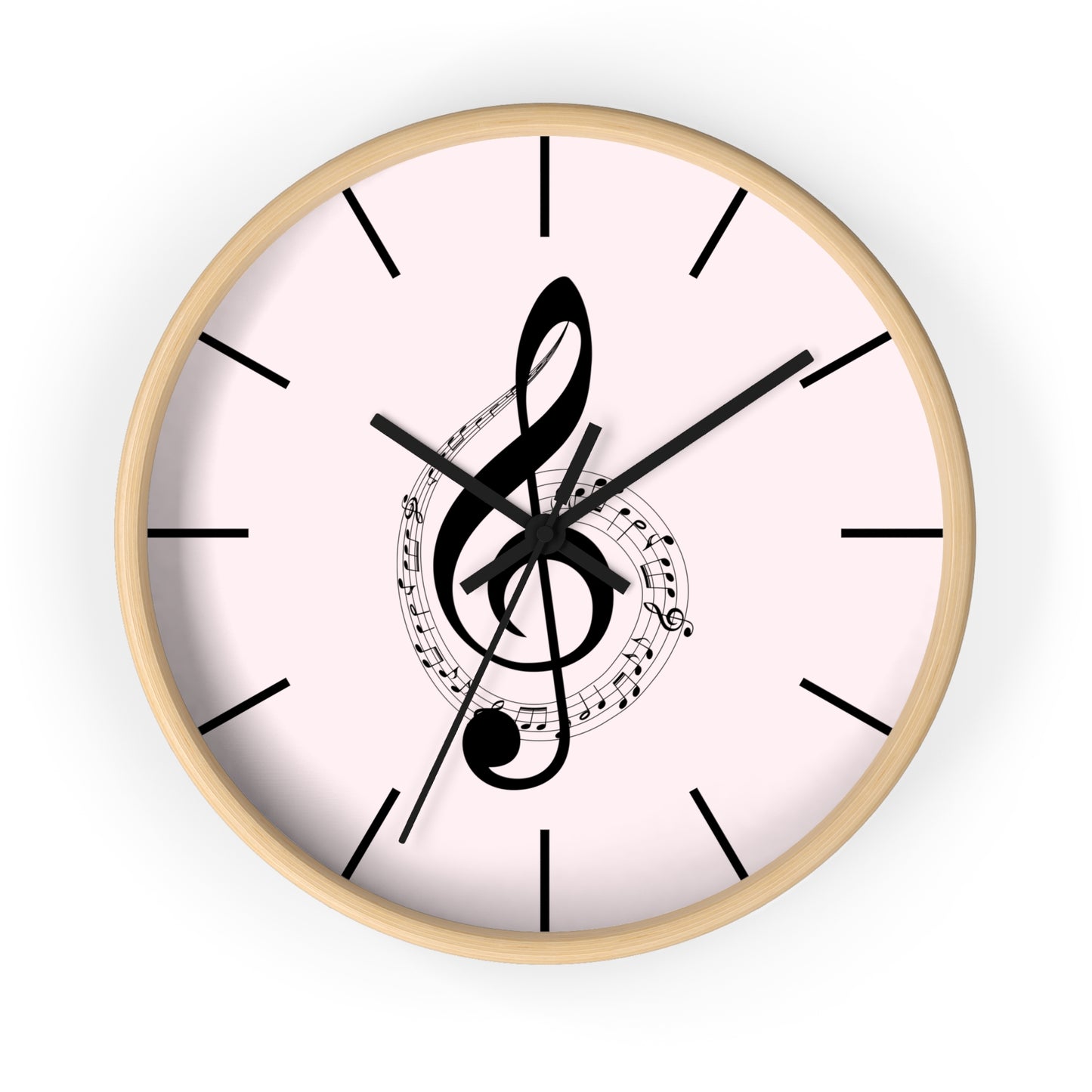 Musical Treble Clef Wall Clock — Pink Music Note Timepiece for Music Lovers