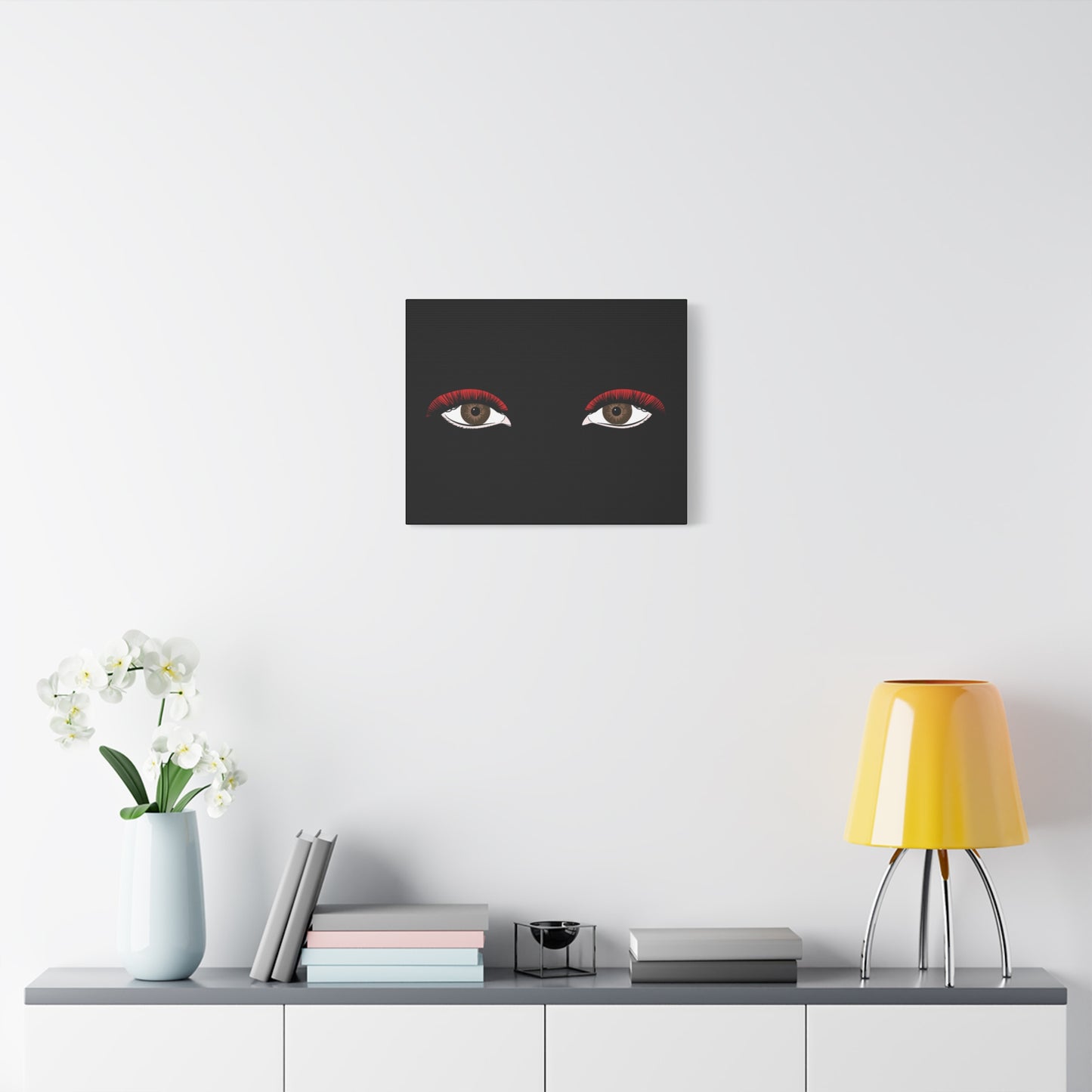 Red Lashes Wall Art Canvas — Glam Eyes Makeup Decor