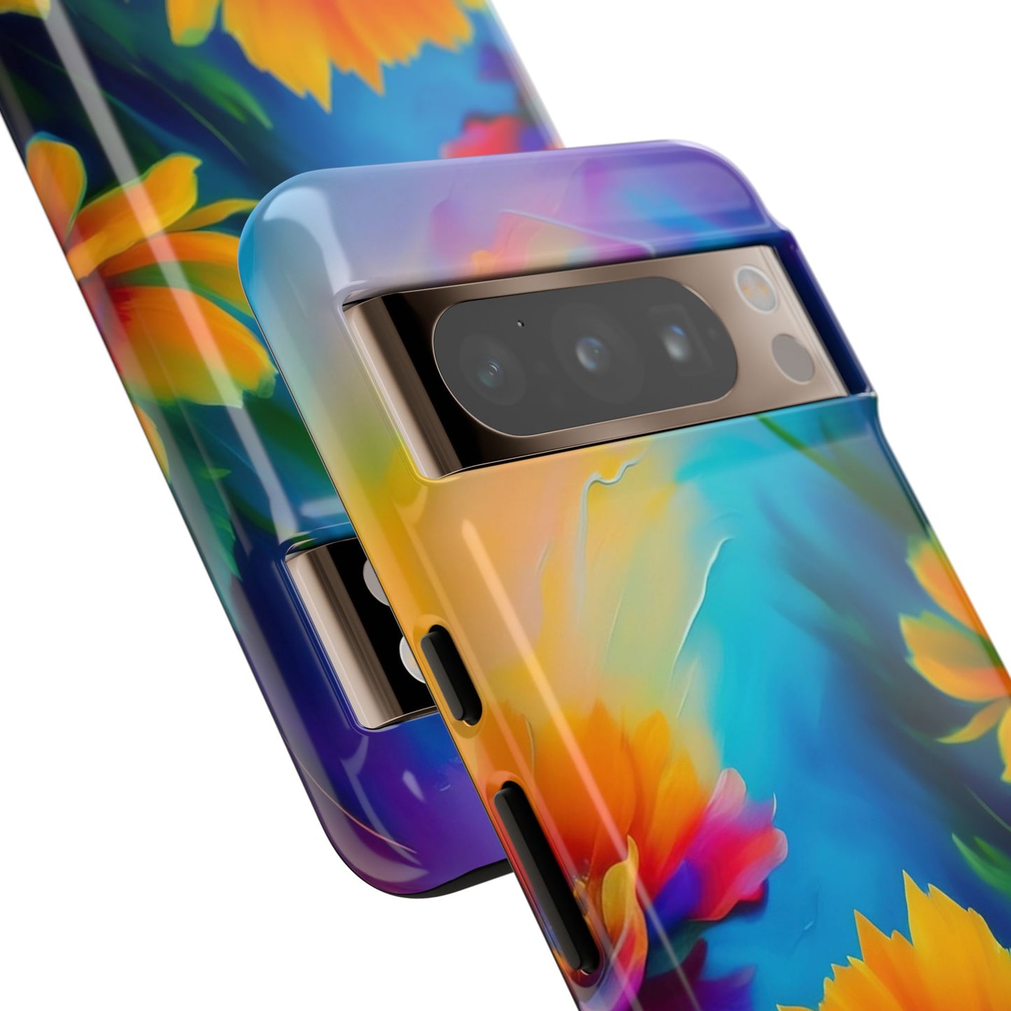 Floral Sunset Tough Phone Case — Vibrant Watercolor Flowers Protective Cover