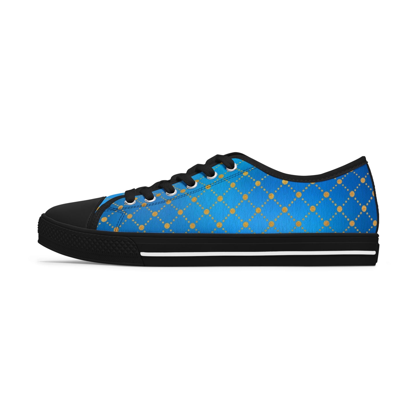 Blue Gold Lattice Low Top Sneakers