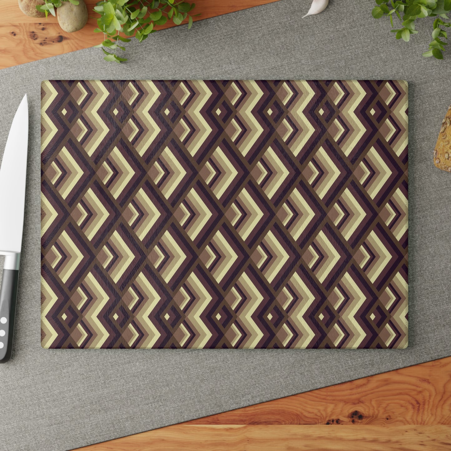 Geometric Glass Cutting Board, Modern Kitchen Decor, Unique Gift for Chefs, Housewarming, Wedding, Rustic Kitchen