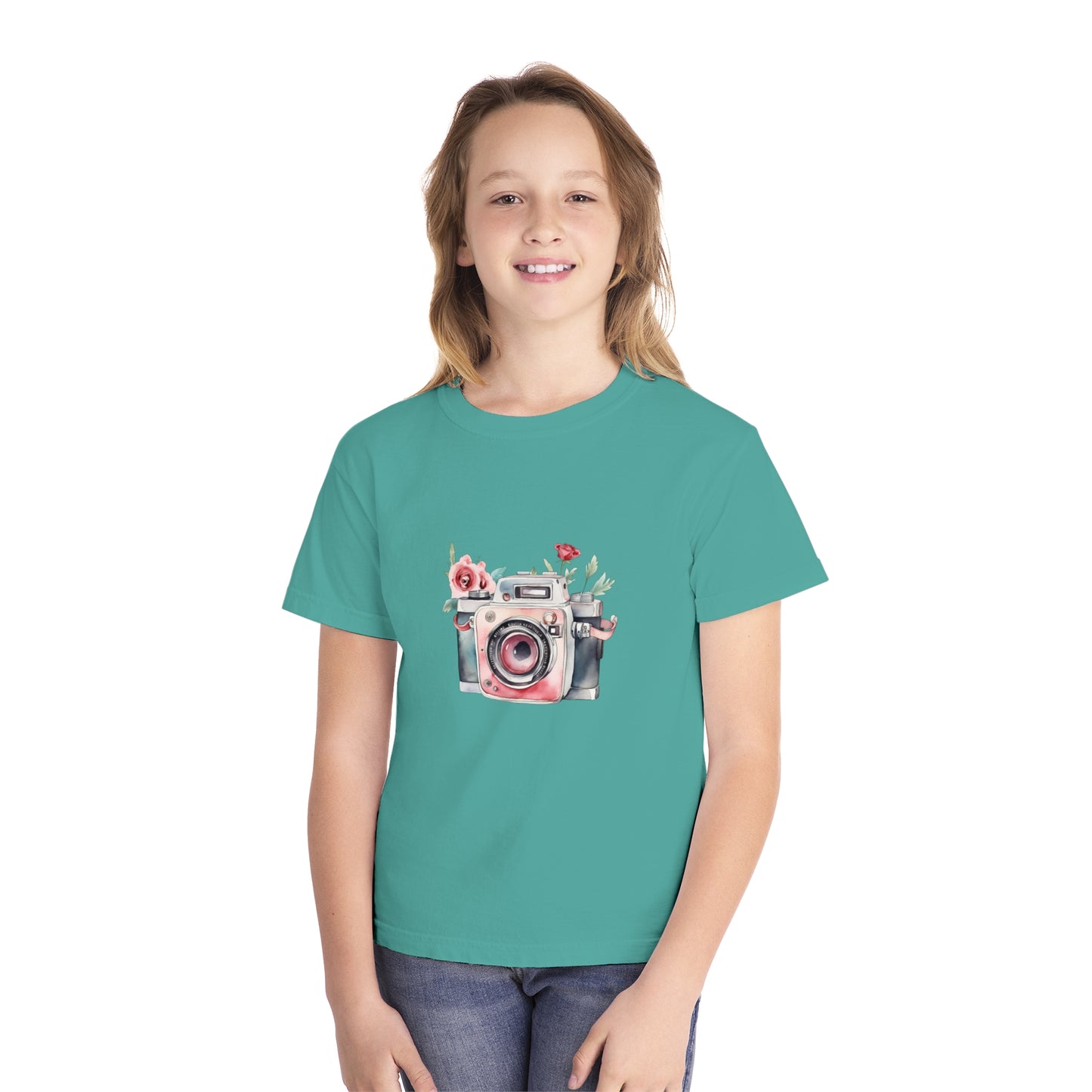 Floral Camera Youth Tee, Cute Teen Shirt