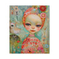 Whimsical Girl & Bird Matte Canvas Wall Art — Stretched Decorative Painting