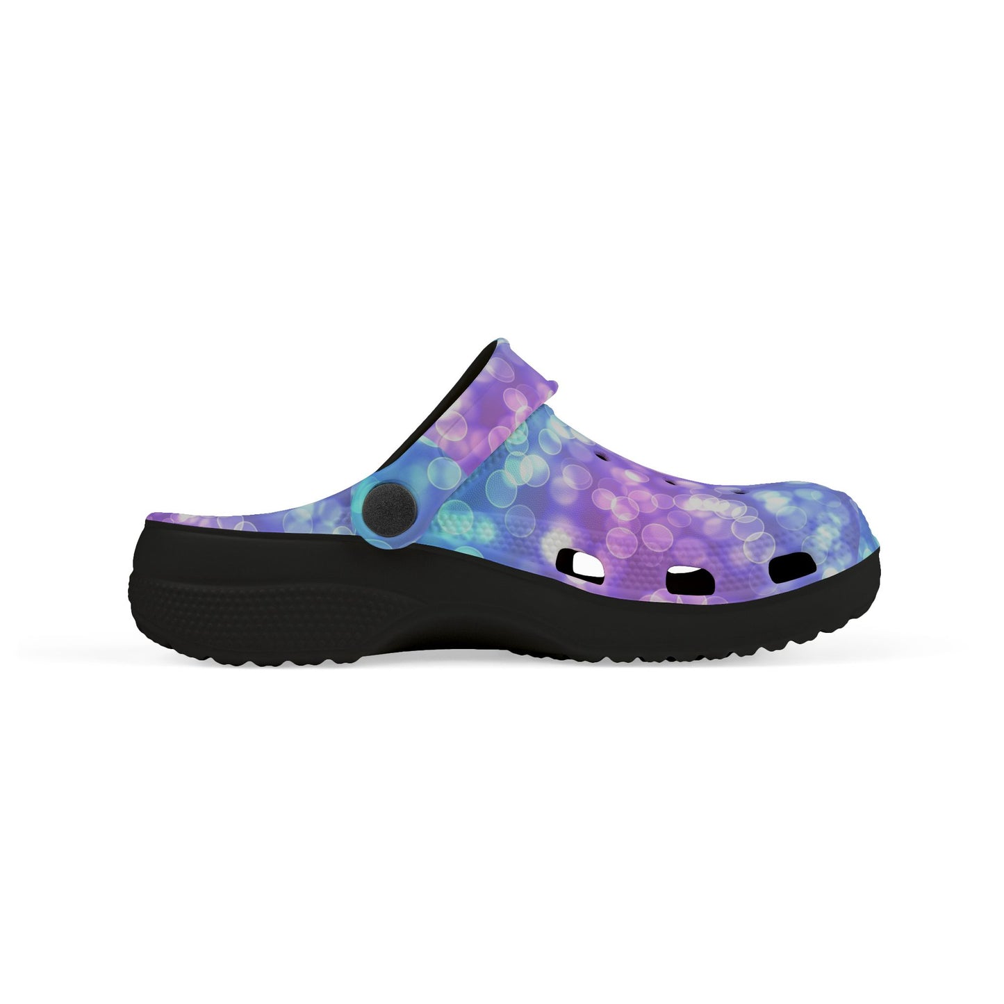 Kids Purple Blue Bokeh Foam Clogs — Comfort EVA Slip-Ons