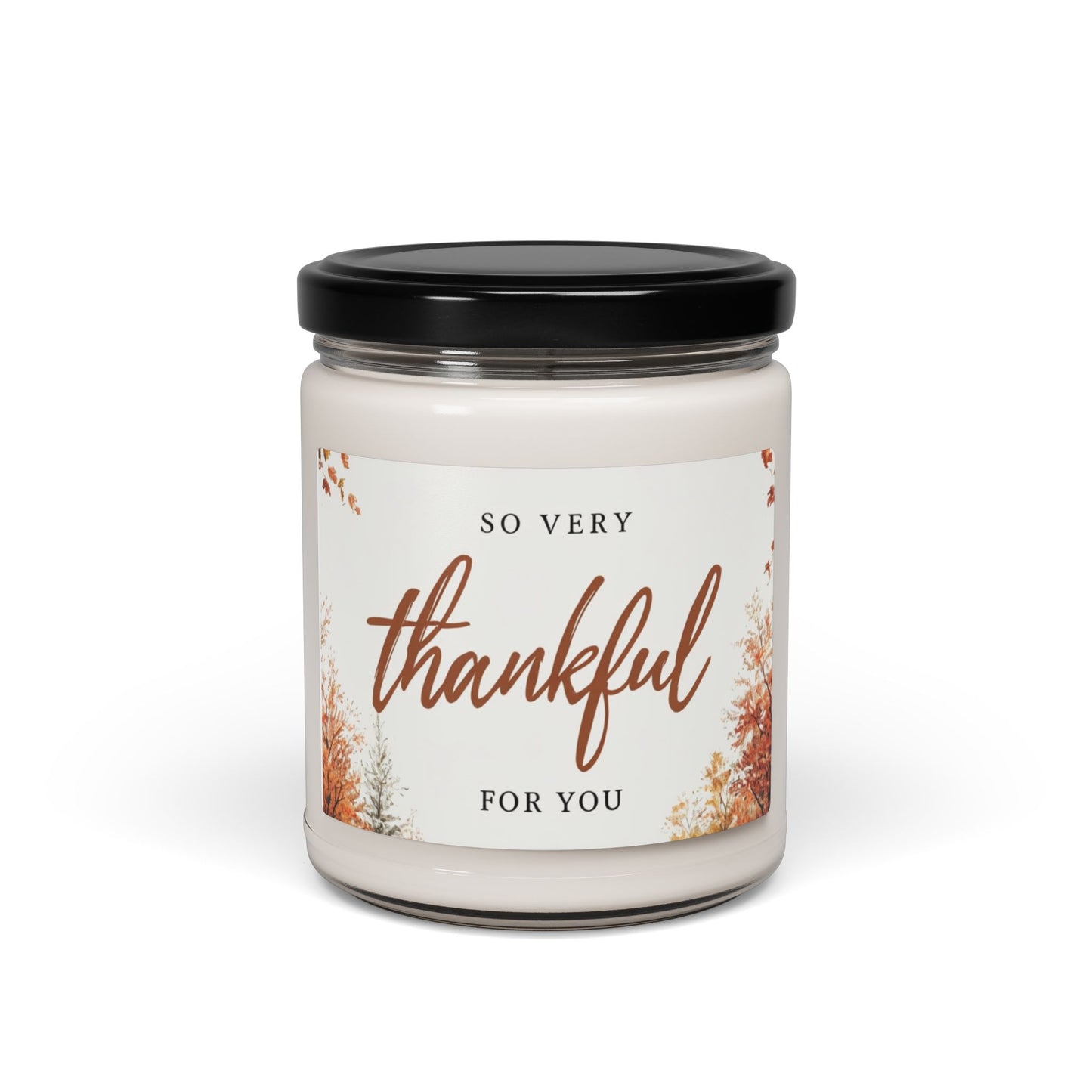Thankful Soy Candle — 'So Very Thankful for You' 9oz Scented Jar (Autumn Gift)