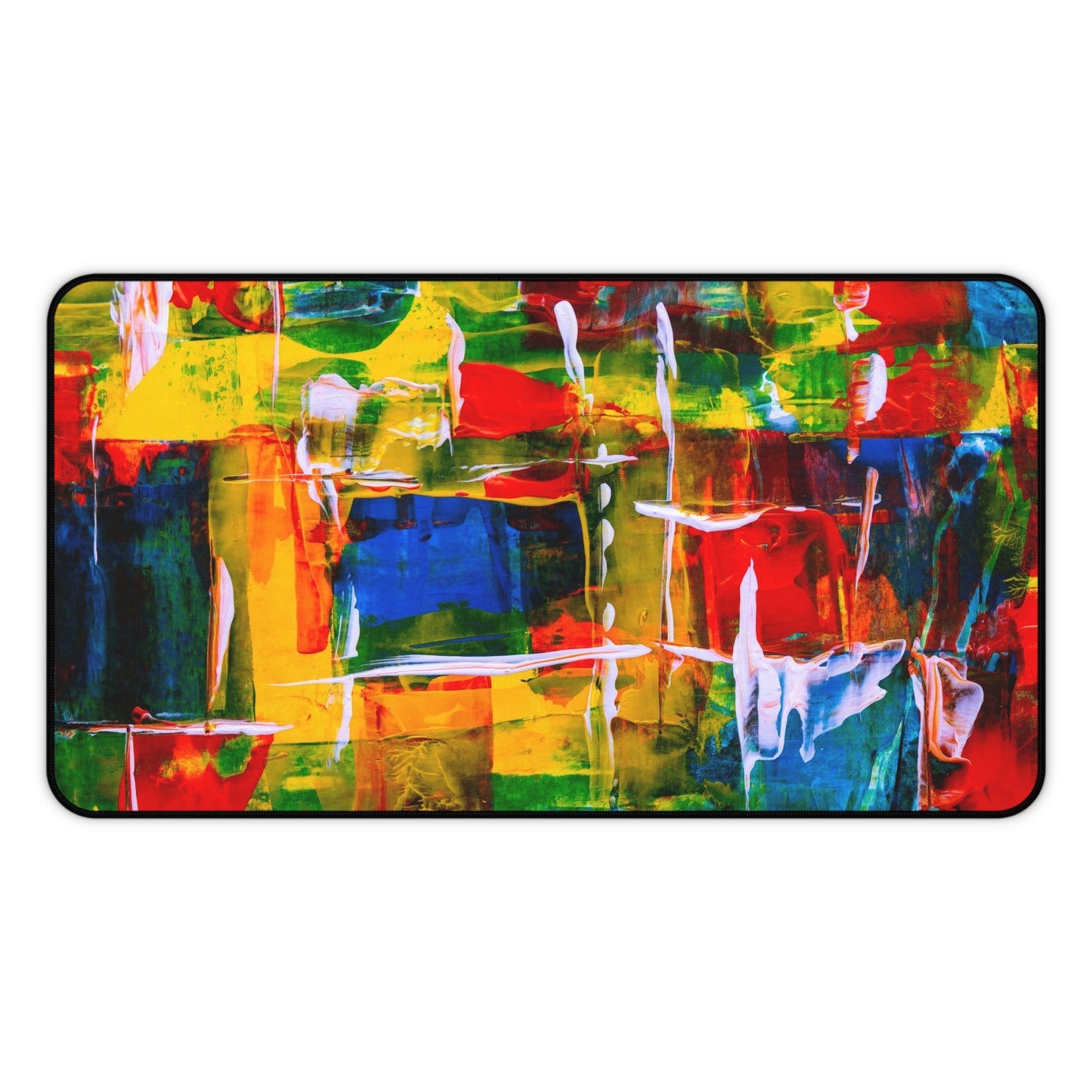 Abstract Color Splash Desk Mat — Vibrant Modern Office Mousepad
