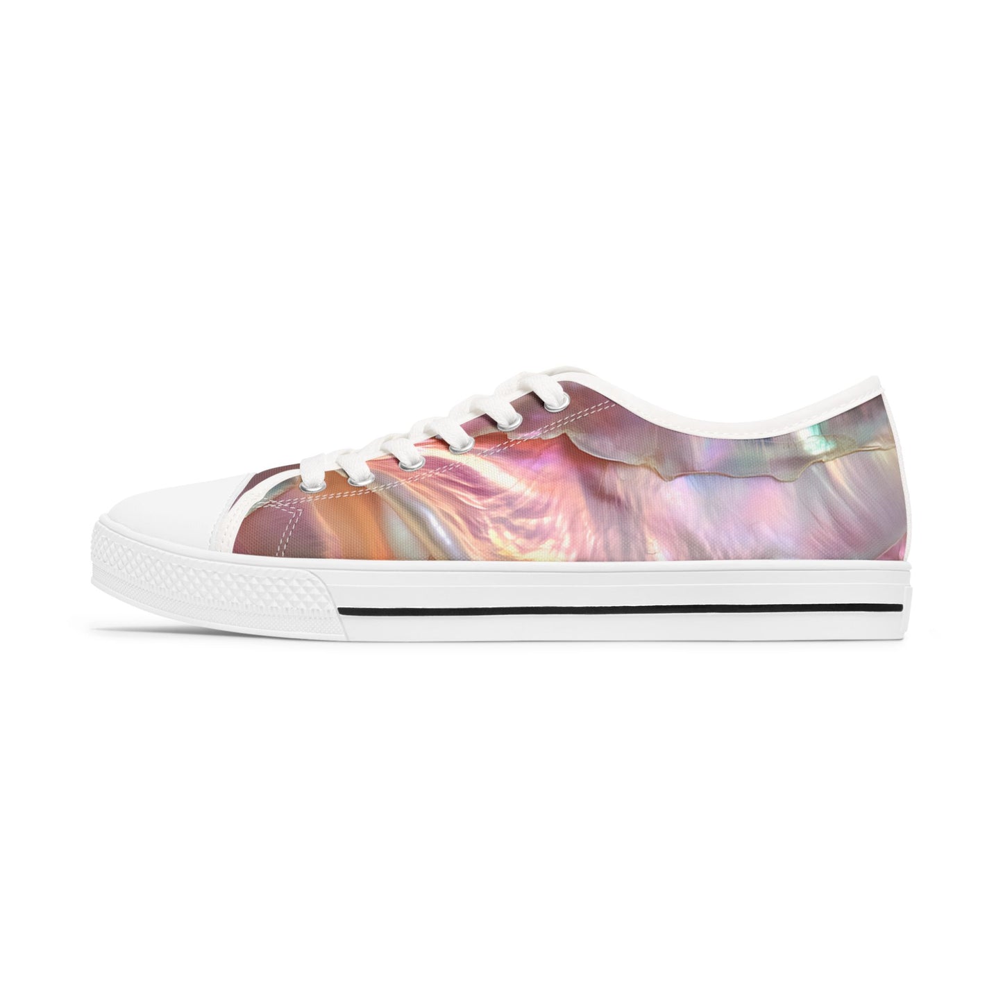 Low Top Sneakers — Iridescent Pearl Swirl Casual Shoes