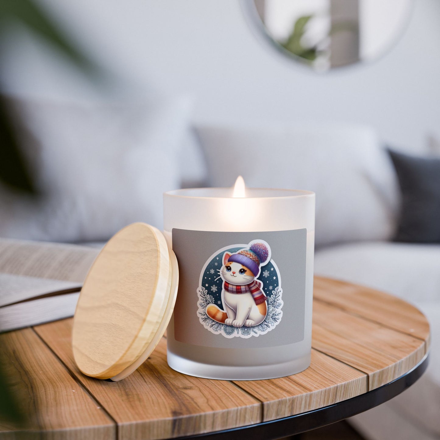 Cozy Cat Candle, Winter Vibes, Hand Poured Fragrance, Cat Lover Gift, Holiday Decor, Relaxation, Home Fragrance