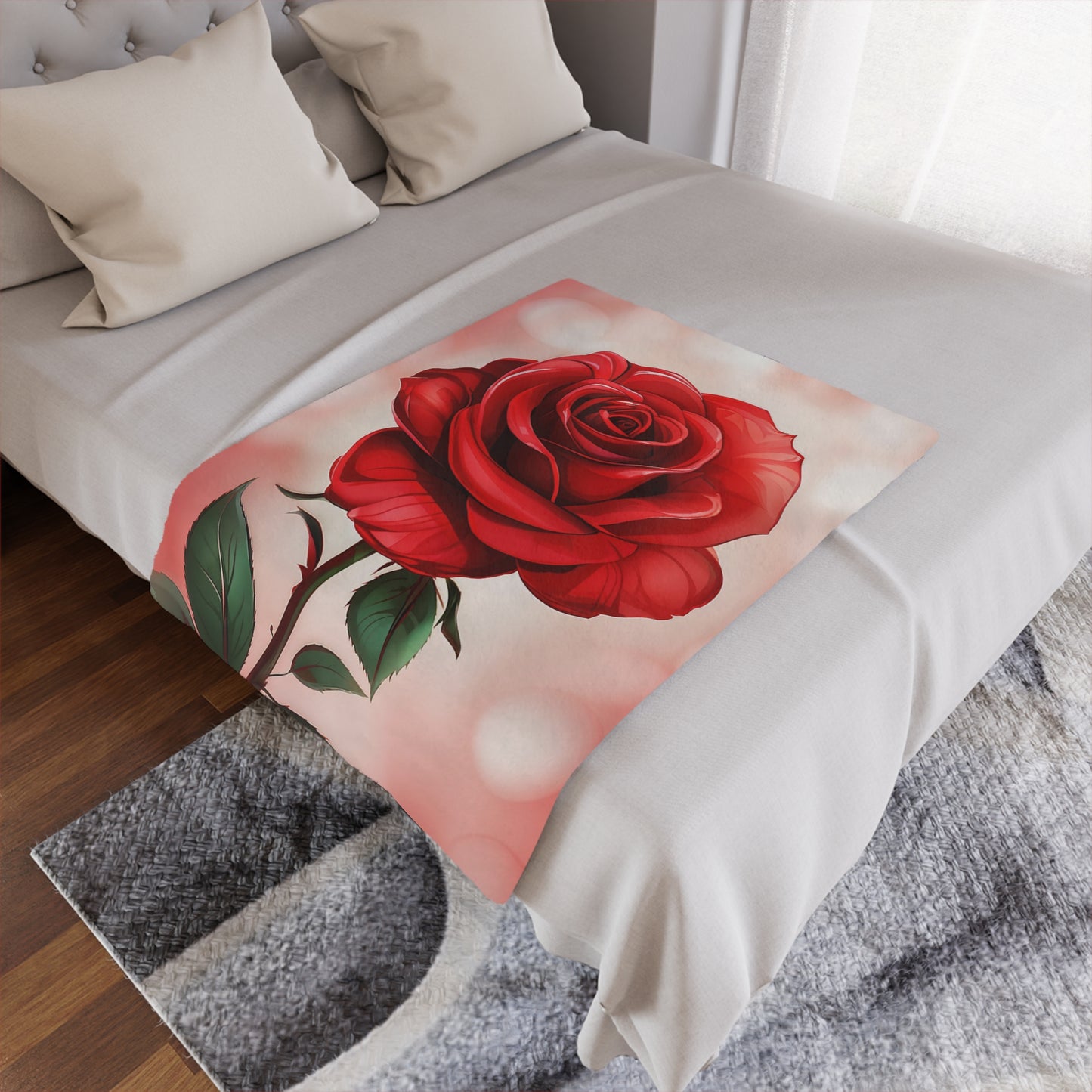 Red Rose Minky Blanket – Soft Floral Throw for Valentine’s Day & Romantic Gifts