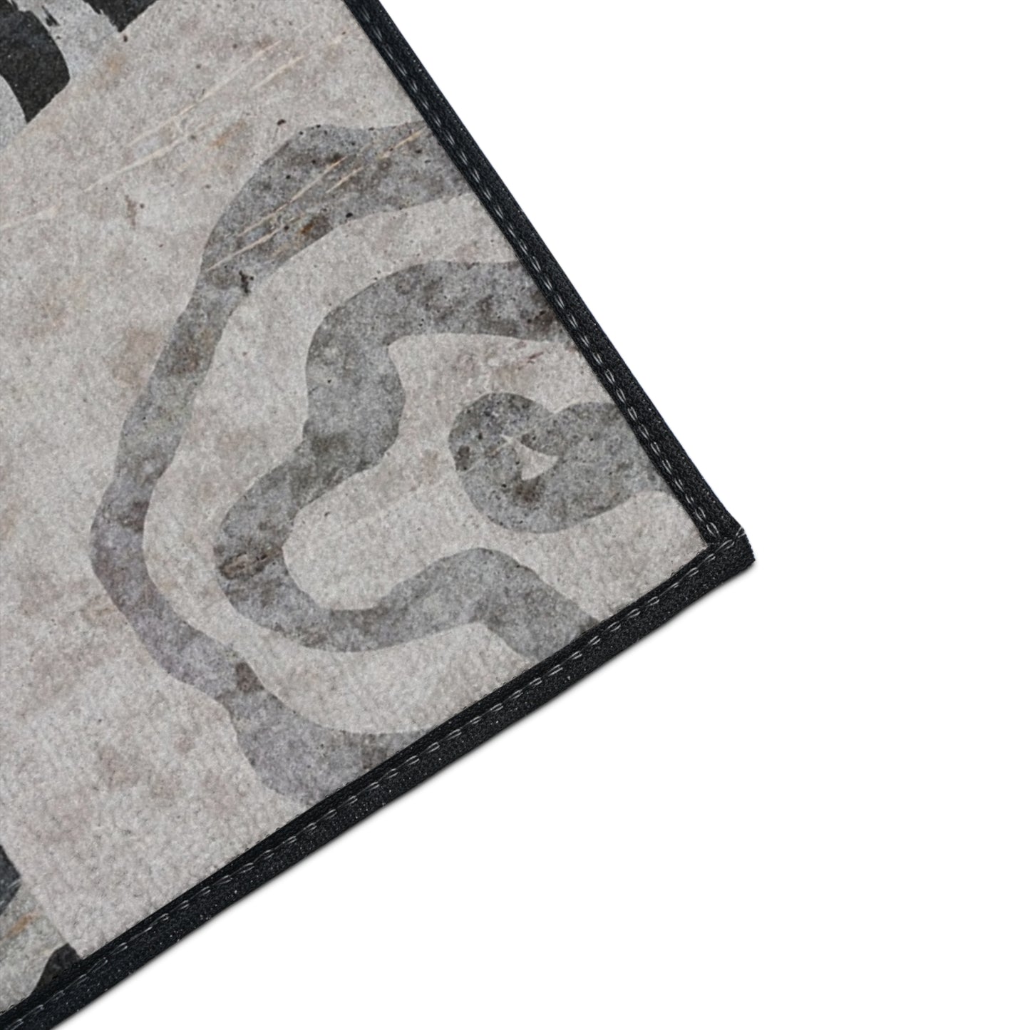 Abstract Black & Gray Heavy Duty Floor Mat — Modern Wave Rug for Entryway, Kitchen, or Office