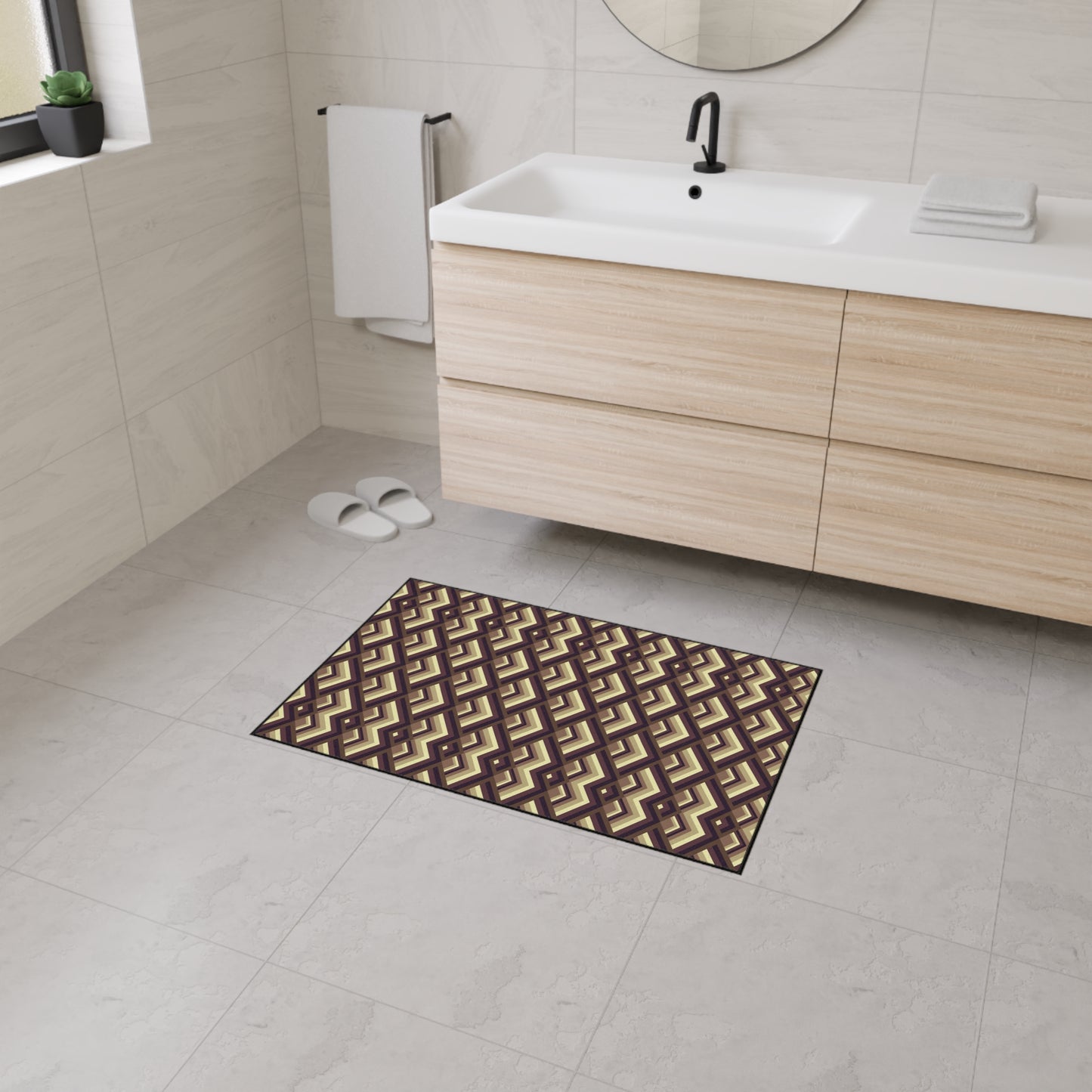 Geometric Retro Diamond Heavy-Duty Floor Mat