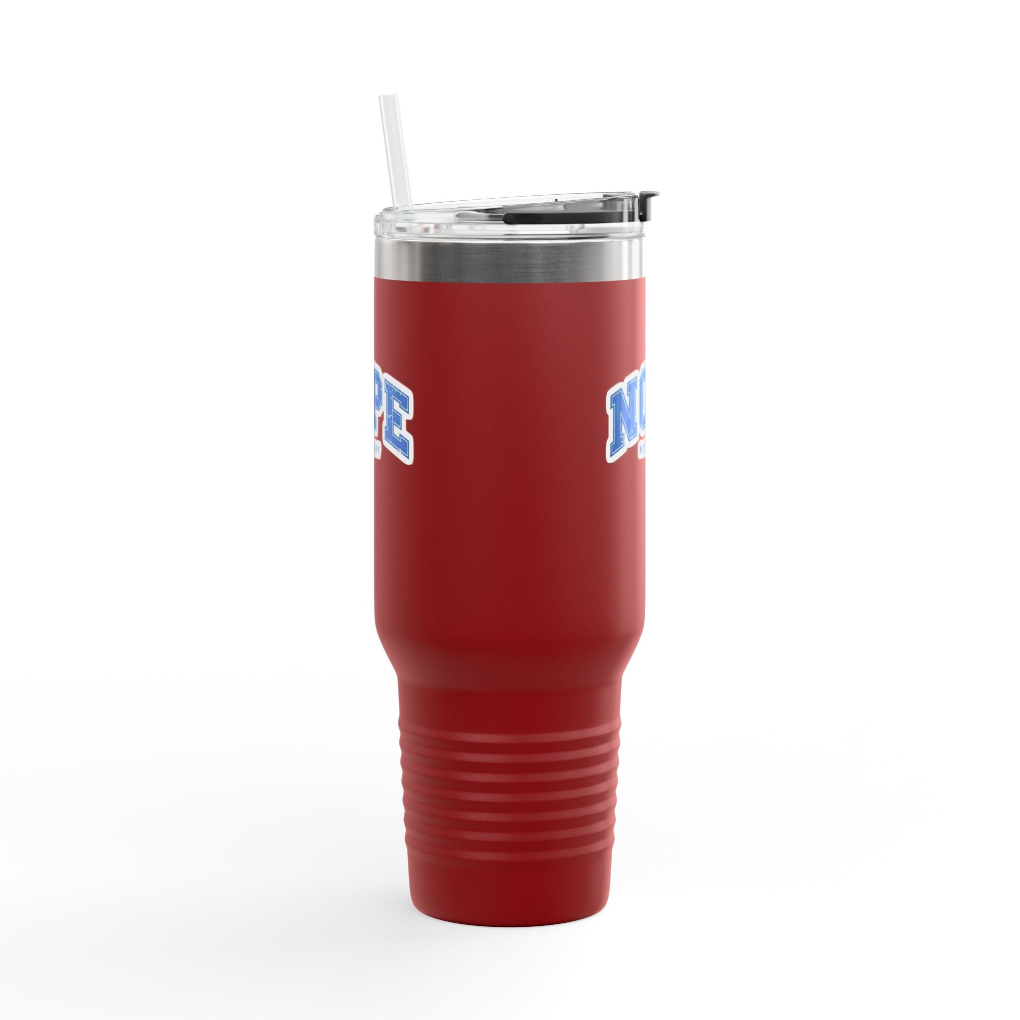 40oz Insulated Travel Mug — "NOPE (Not Today)" Blue Retro Text