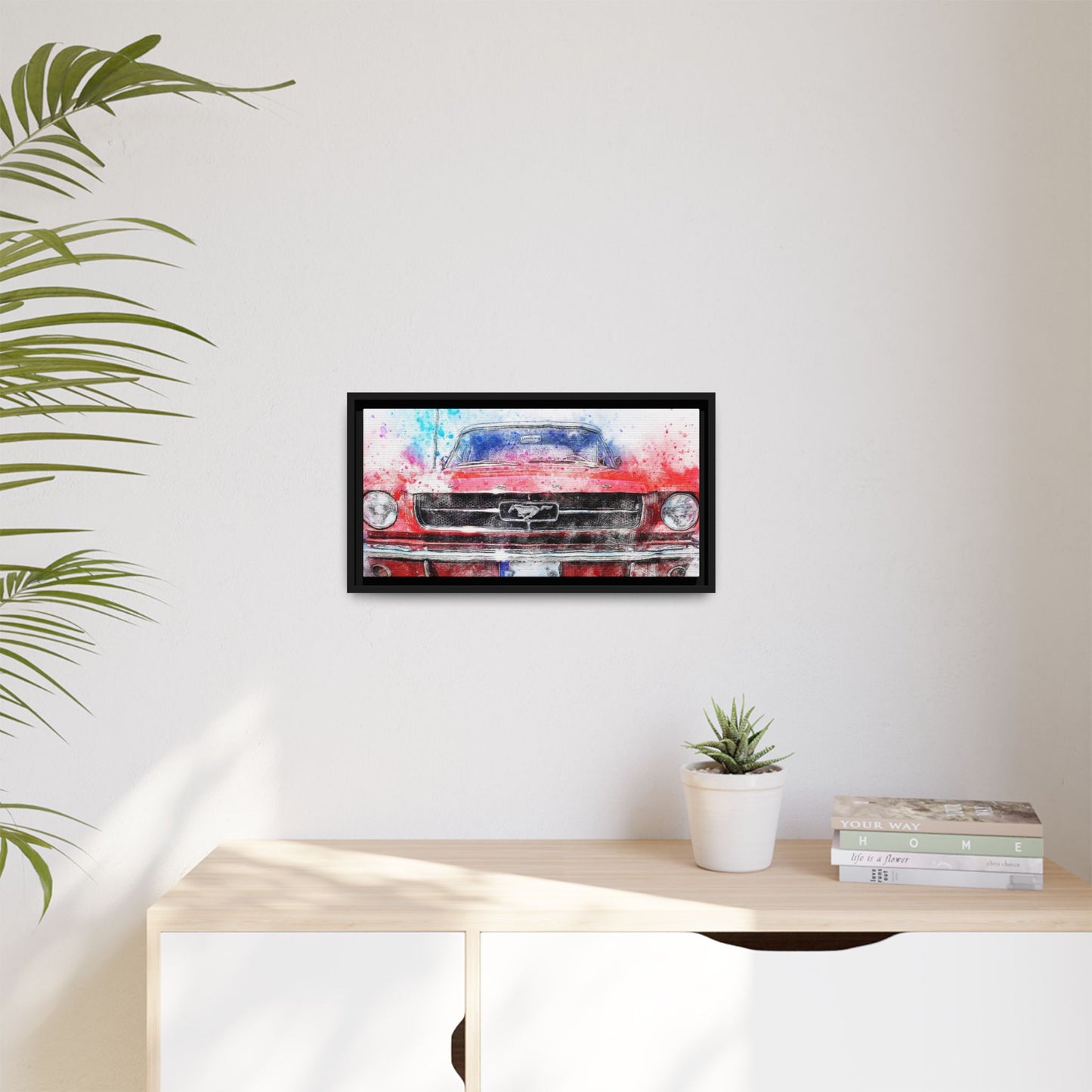 Matte Canvas, Framed Mustang Car