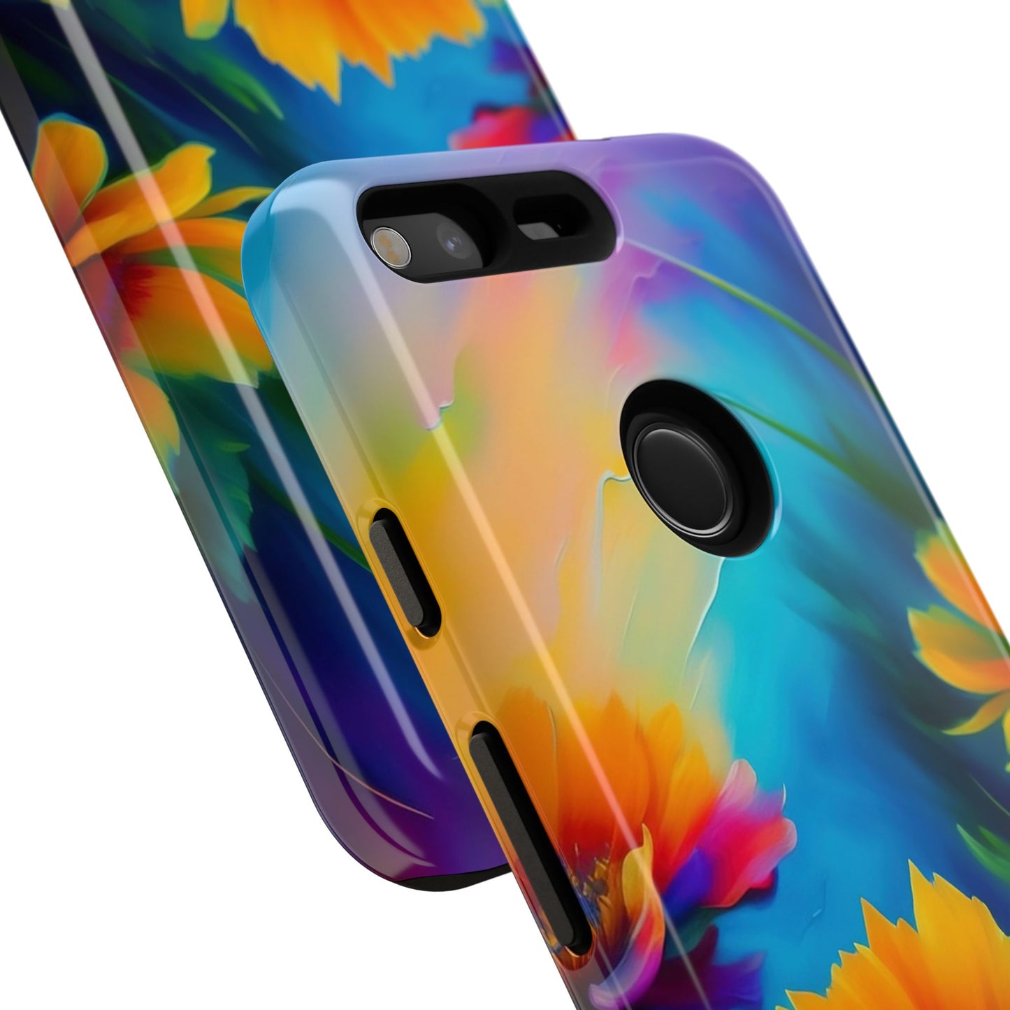 Floral Sunset Tough Phone Case — Vibrant Watercolor Flowers Protective Cover