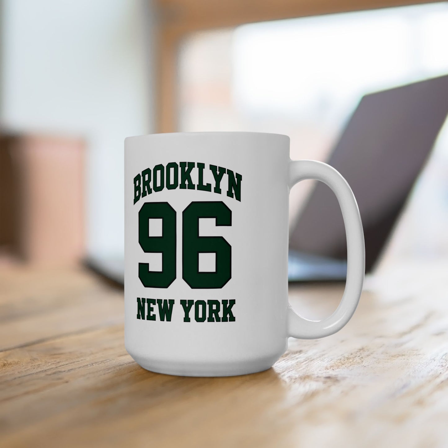 Brooklyn 96 New York Ceramic Mug — Retro Varsity Number Coffee Cup