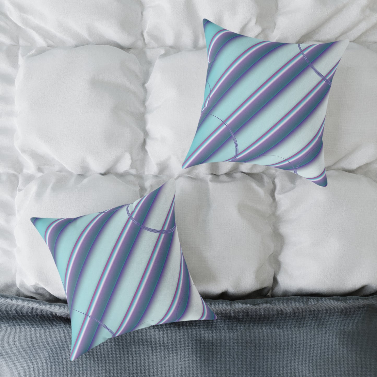Abstract Teal & Lavender Striped Throw Pillow
