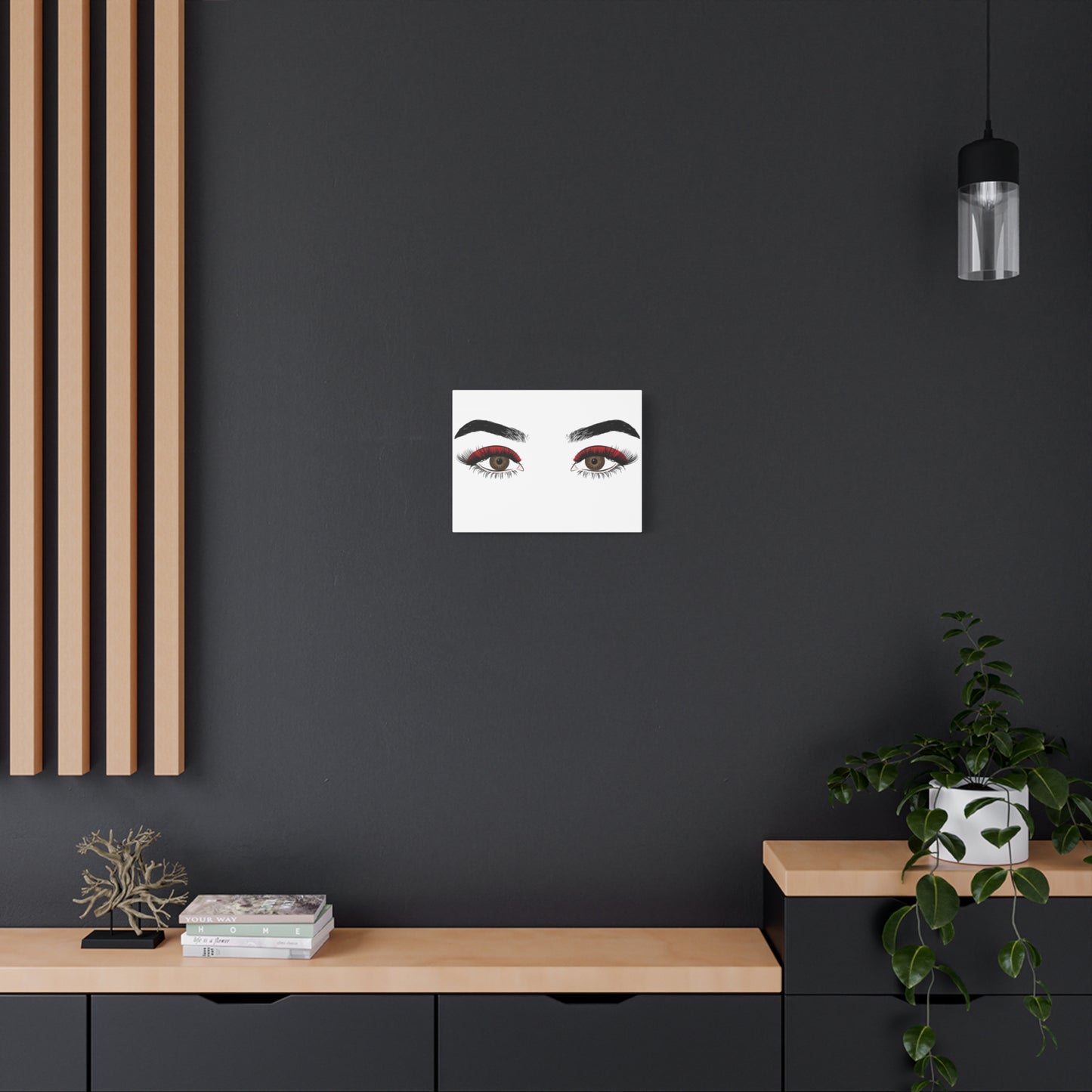 Red Lashes Wall Art Canvas — Glam Eyes Makeup Decor