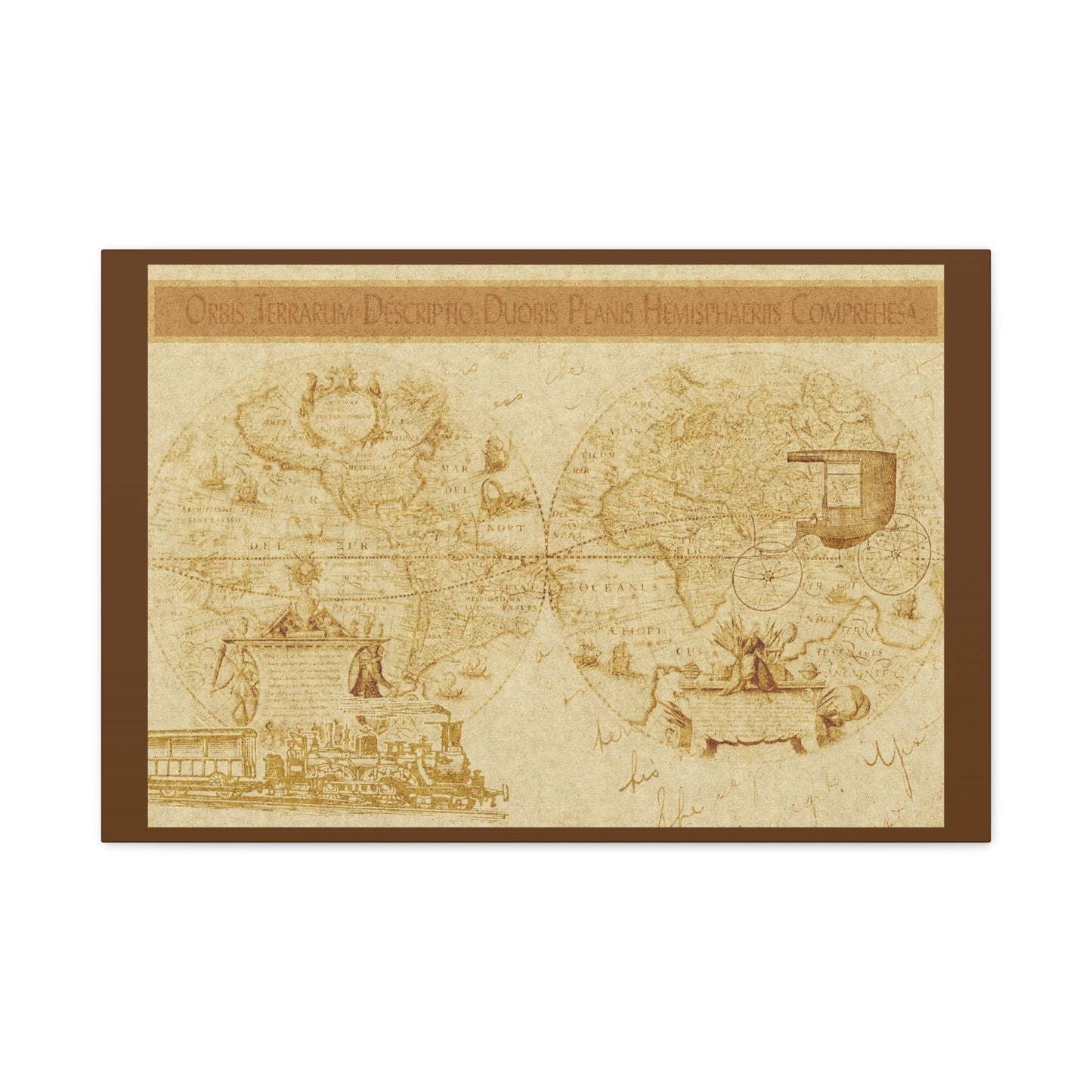 Vintage World Map Canvas Print — Matte Stretched Wall Art