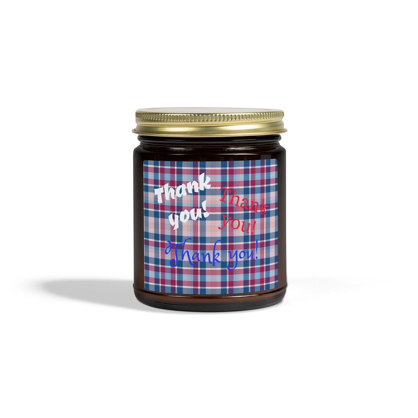 Thank You Plaid Candle — Coconut Apricot Scented Jar (4oz/9oz)