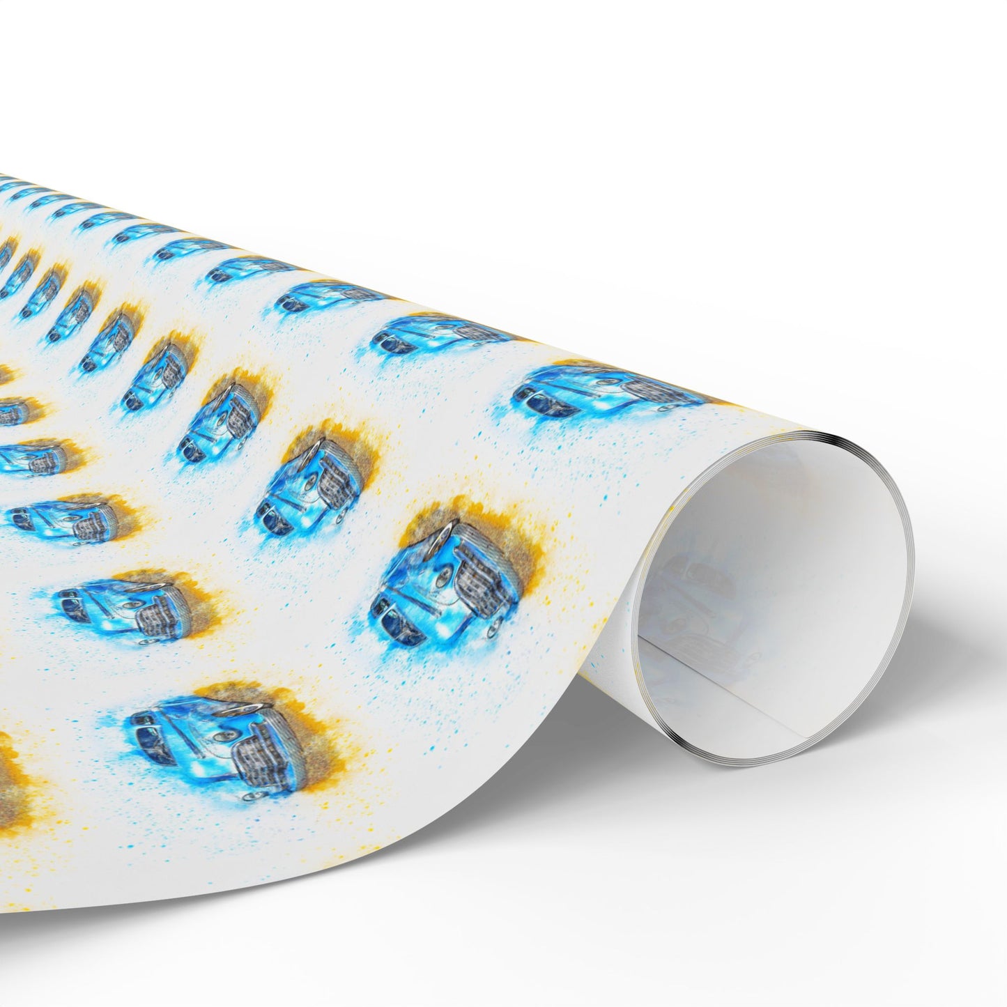 Blue Gold Abstract Dots Wrapping Paper Roll — Modern Geometric Gift Wrap