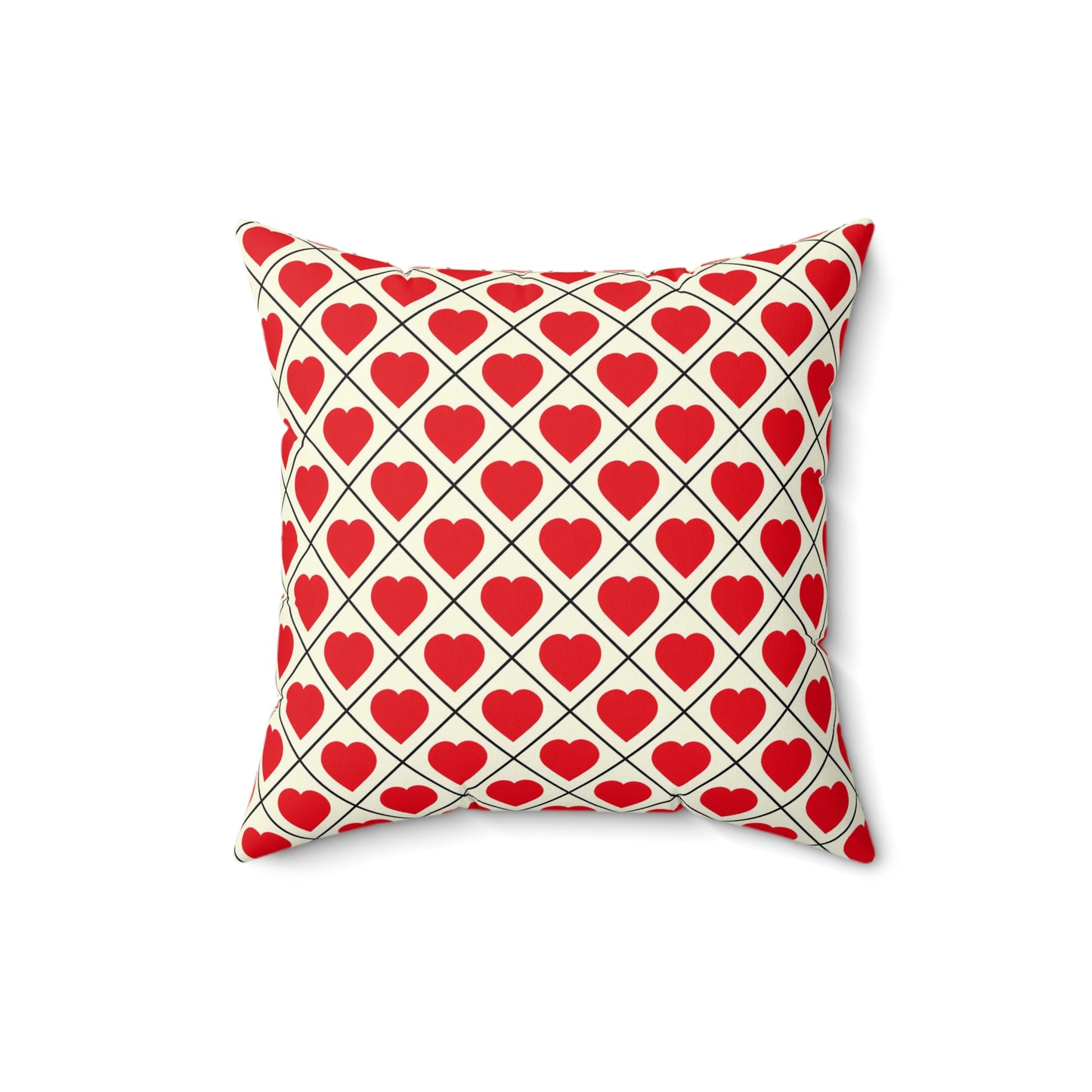 Red Heart Pattern Pillow – Valentine’s Decorative Throw Pillow