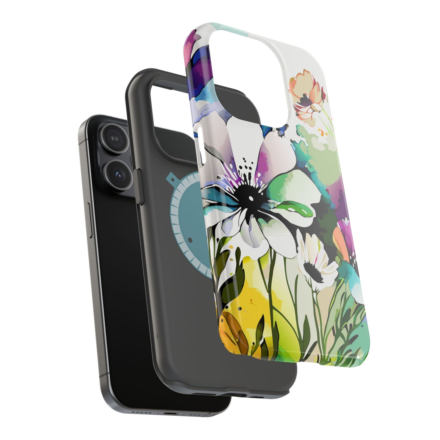 Floral Watercolor Magnetic Phone Case — Impact‑Resistant Protective Cover