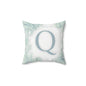 Monogram Q Floral Throw Pillow — Soft Mint Initial Accent Pillow