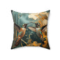 Hummingbird Garden Pillow — Decorative Square Throw Pillow