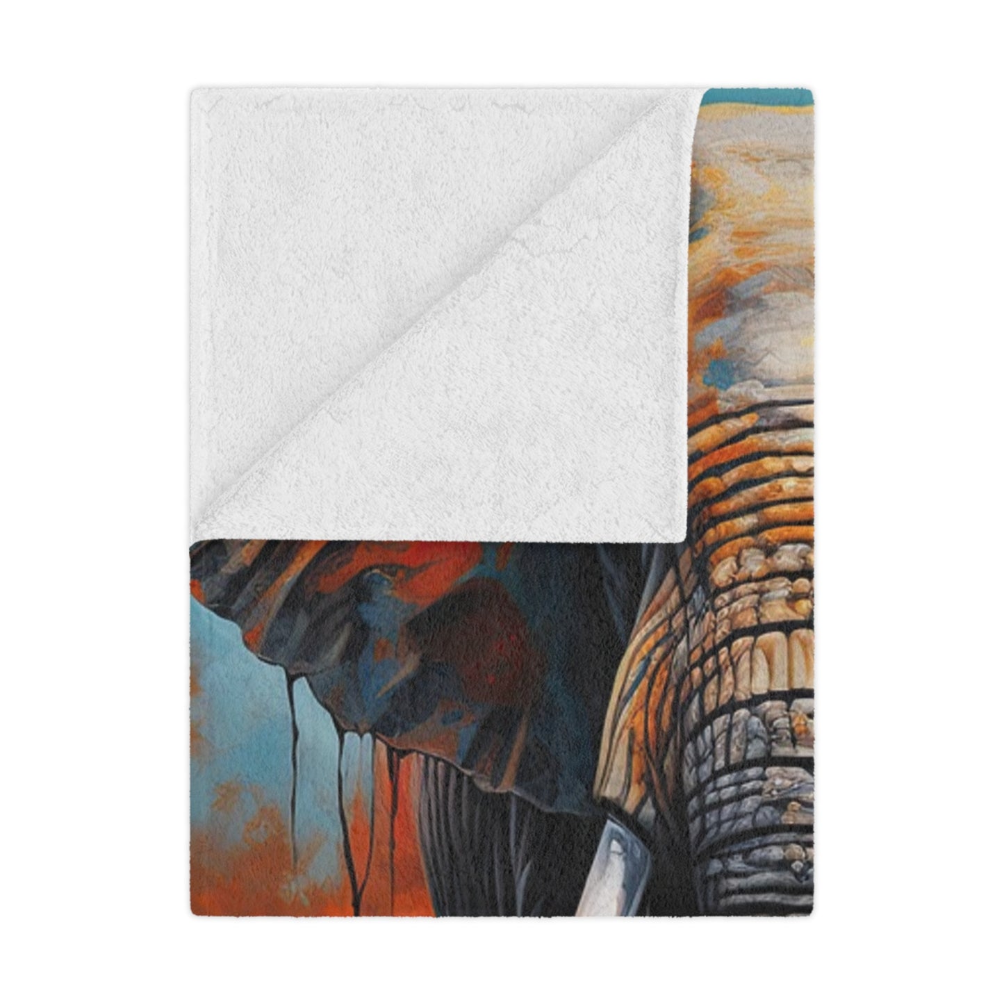 Elephant Sunset Minky Blanket — Soft Wildlife Throw for Home, Cozy Safari Décor