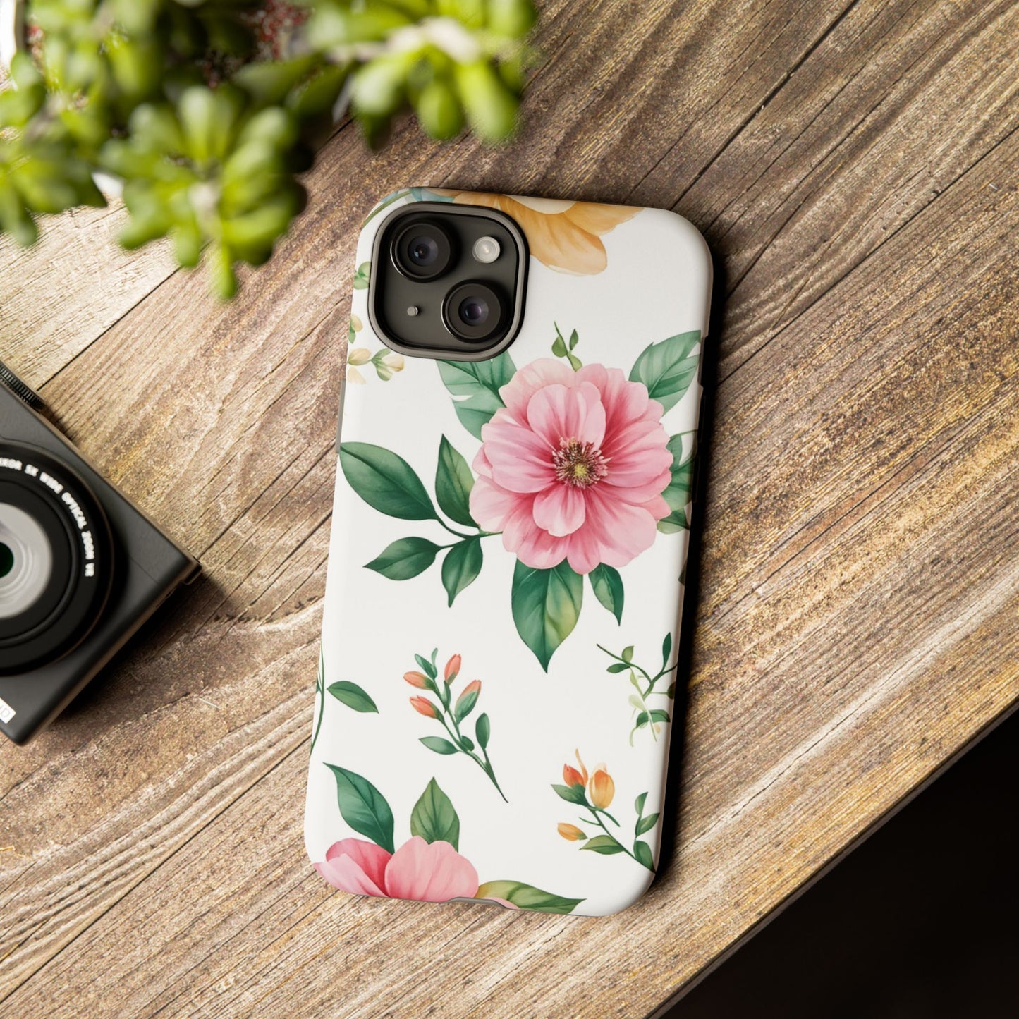 Floral Tough Phone Case — Pink Peony Protective Phone Cover