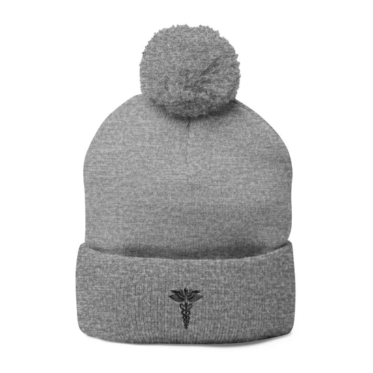 Cozy Pom-Pom Knit Cap, Winter Beanie, Embroidered Hat, Gift for Him/Her, Stylish Knitwear, Cold Weather Accessory