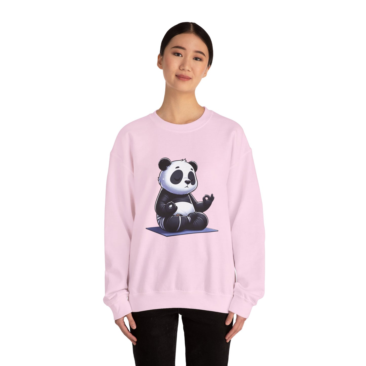 Crewneck Sweatshirt — Meditating Panda Graphic Cozy Pullover